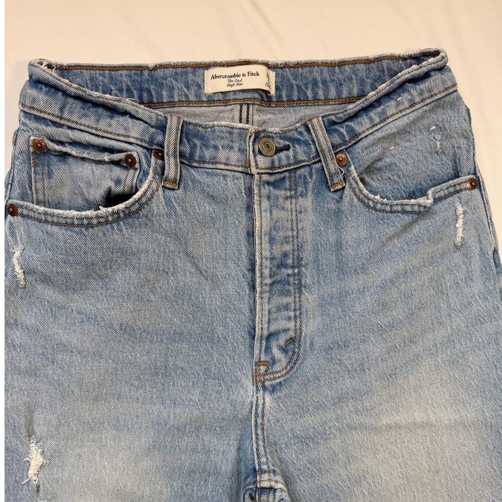 Abercrombie & Fitch The Dad High Rise Jeans Womens 26 Distressed Button Fly - Picture 4 of 13